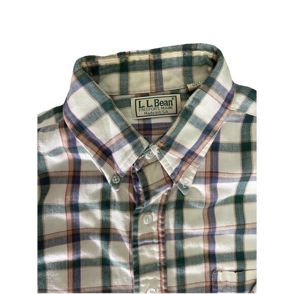 Vintage LL Bean Men’s Plaid Button-up Long Sleeve Shirt Made In USA Green Size M - Picture 4 of 7